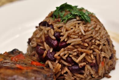 Home Rice and Peas with Jerk pork chefiesta catering company Uk